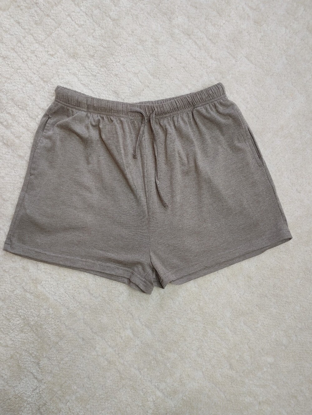 RUBZOOF Elastic Drawstring Waist Lounge Shorts, Taupe M
